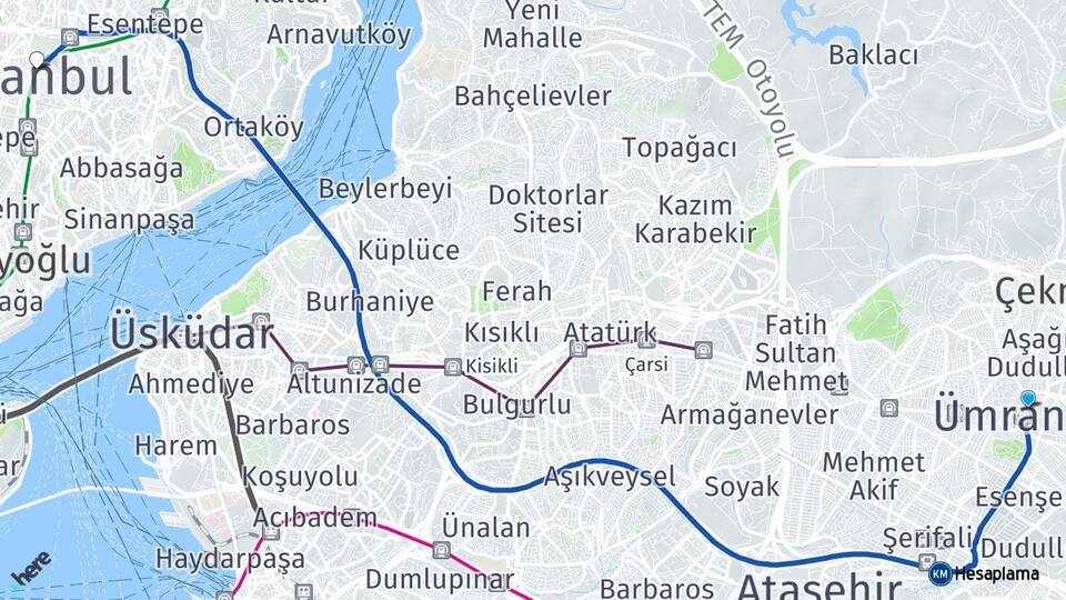 İstanbul Ümraniye Şişli Arası Kaç Km - Yol Haritası