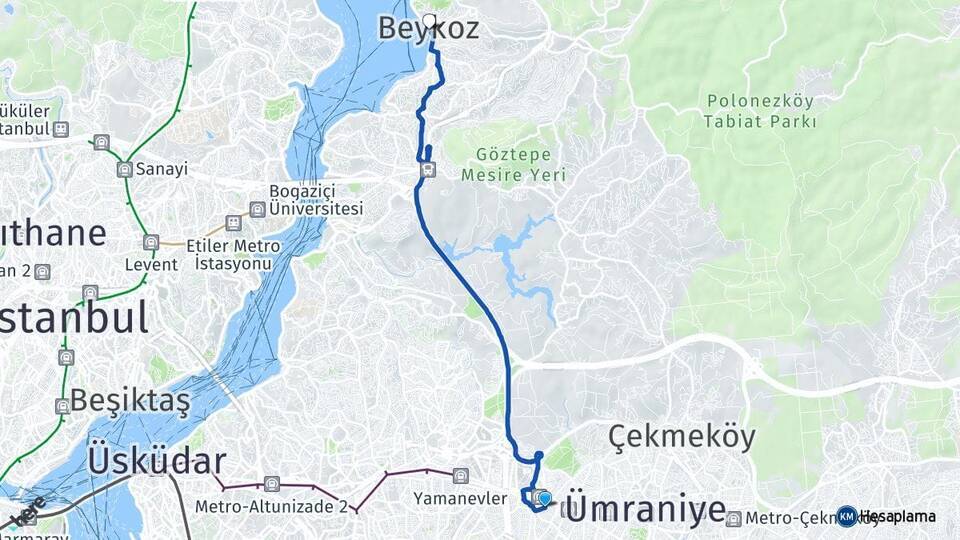 Tepeüstü Beykoz Arası Kaç Km - Yol Tarifi