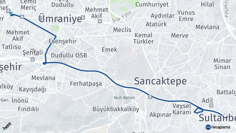 Tepeüstü Sultanbeyli Arası Kaç Km - Yol Tarifi