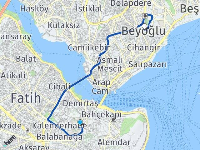 İstanbul Üniversitesi Beyoğlu Arası Kaç Km - Yol Tarifi