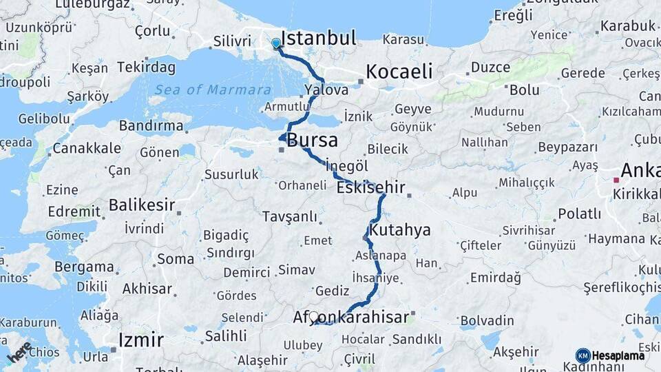 İstanbul Uşak Arası Kaç Km - Yol Haritası