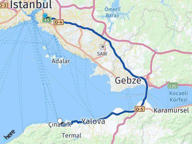 Acıbadem Çınarcık Arası Kaç Km - Yol Tarifi