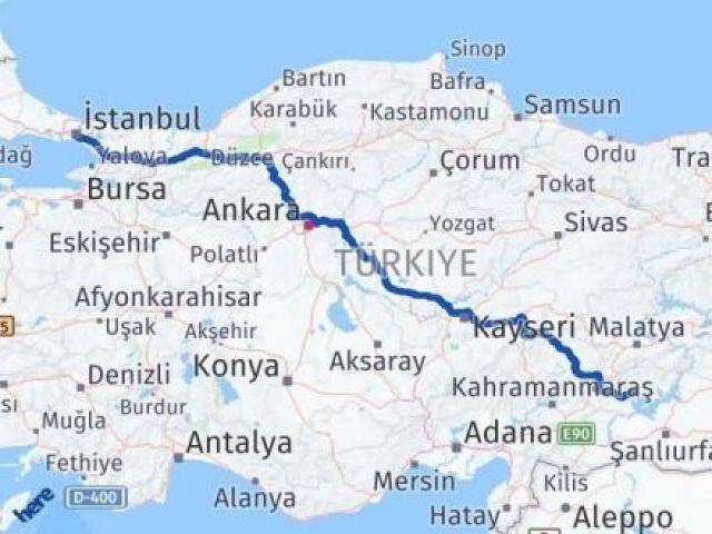 İstanbul Üsküdar Adıyaman Arası Kaç Km - Yol Haritası
