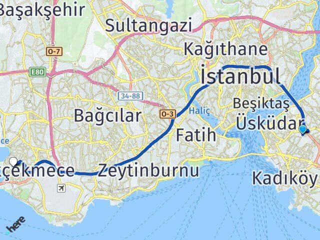 Altunizade Küçükçekmece Arası Kaç Km - Yol Tarifi
