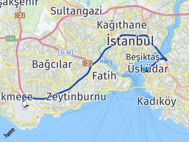 Aziz Mahmut Hüdayi Atatürk Havalimanı Arası Kaç Km - Yol Tarifi