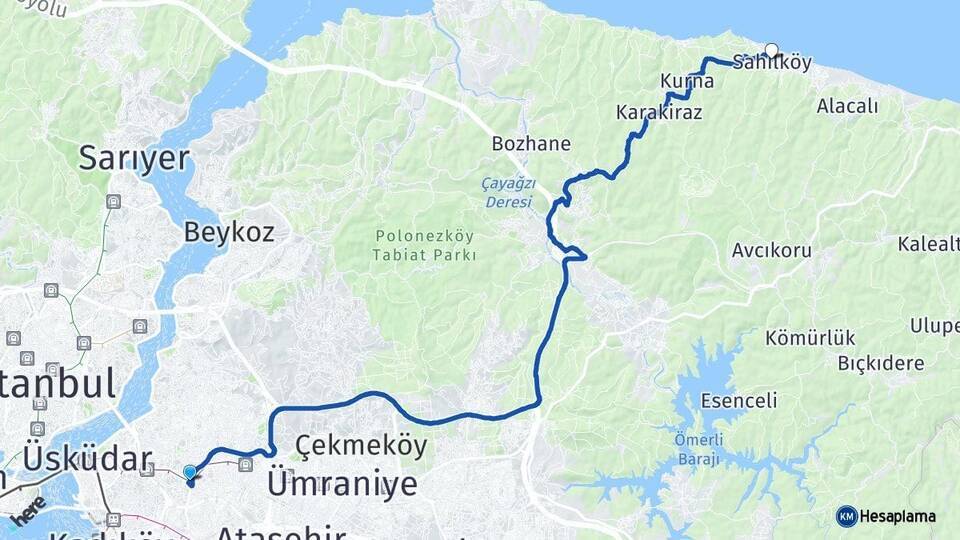 Bulgurlu Sahilköy Arası Kaç Km - Yol Tarifi