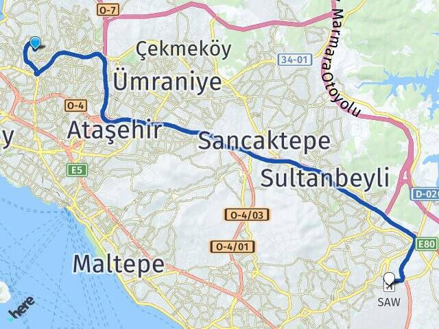 Ferah Sabiha Gökçen Havalimanı Arası Kaç Km - Yol Tarifi
