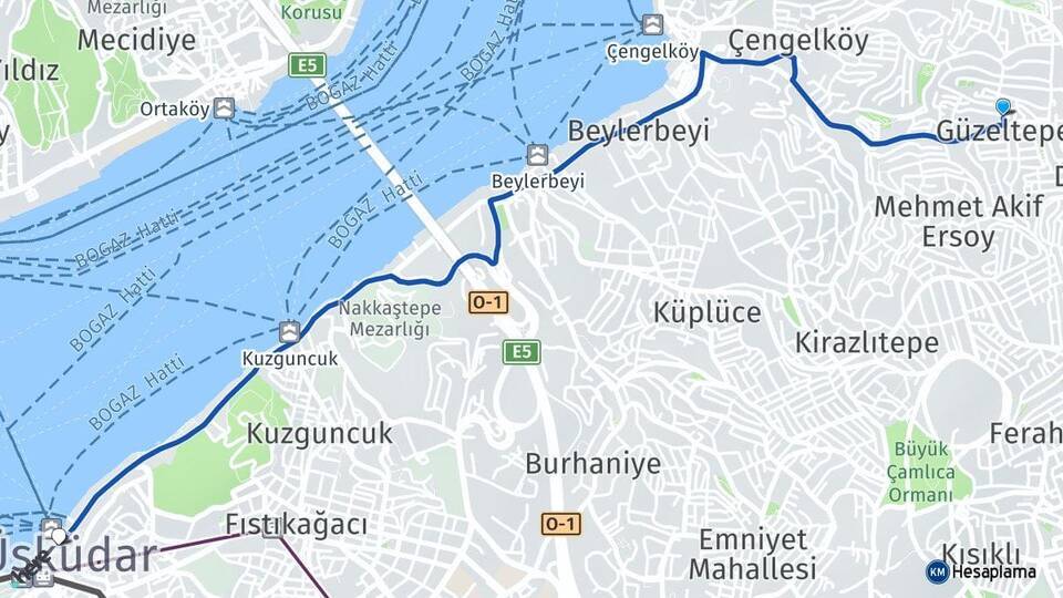 Güzeltepe Üsküdar Arası Kaç Km - Yol Tarifi