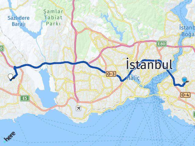 Kısıklı Esenyurt Arası Kaç Km - Yol Tarifi