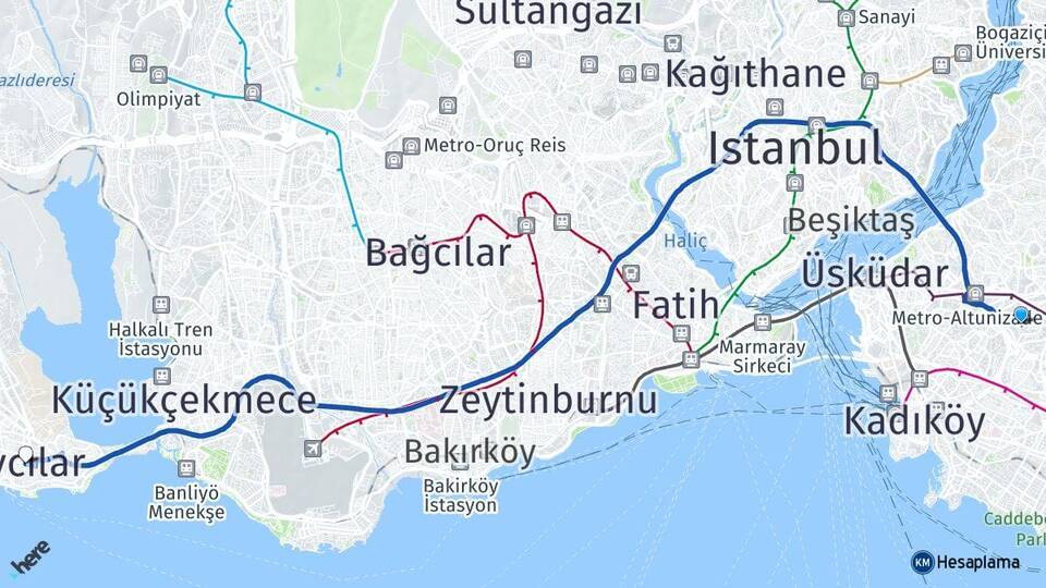 Küçük Çamlıca Avcılar Arası Kaç Km - Yol Tarifi