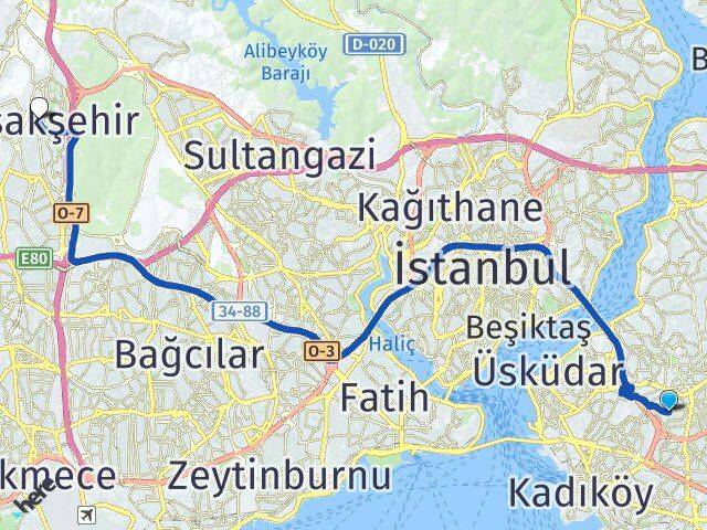 Küçük Çamlıca Başakşehir Arası Kaç Km - Yol Tarifi