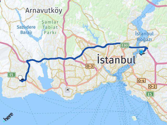 Küçüksu Beylikdüzü Arası Kaç Km - Yol Tarifi