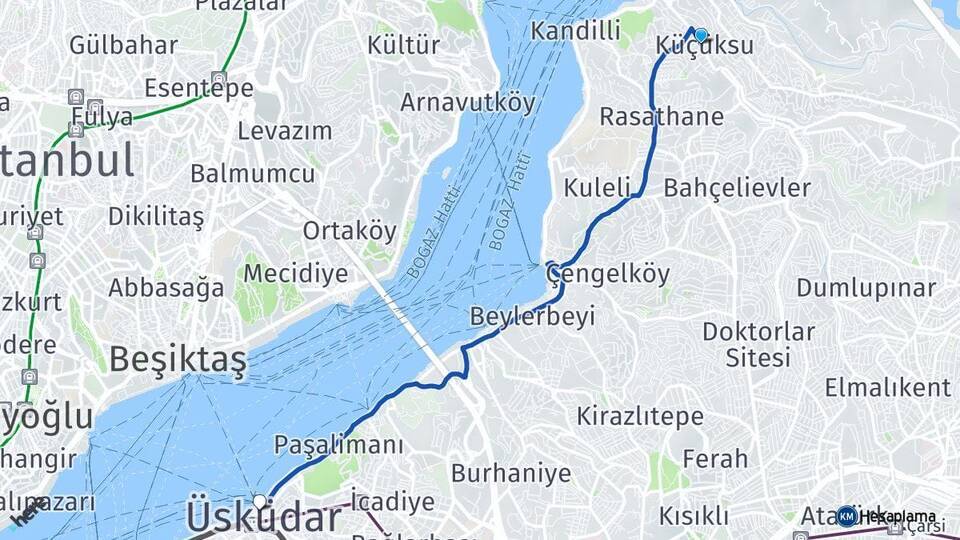 Küçüksu Üsküdar Arası Kaç Km - Yol Tarifi