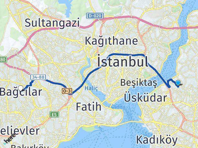 Küplüce Bağcılar Arası Kaç Km - Yol Tarifi