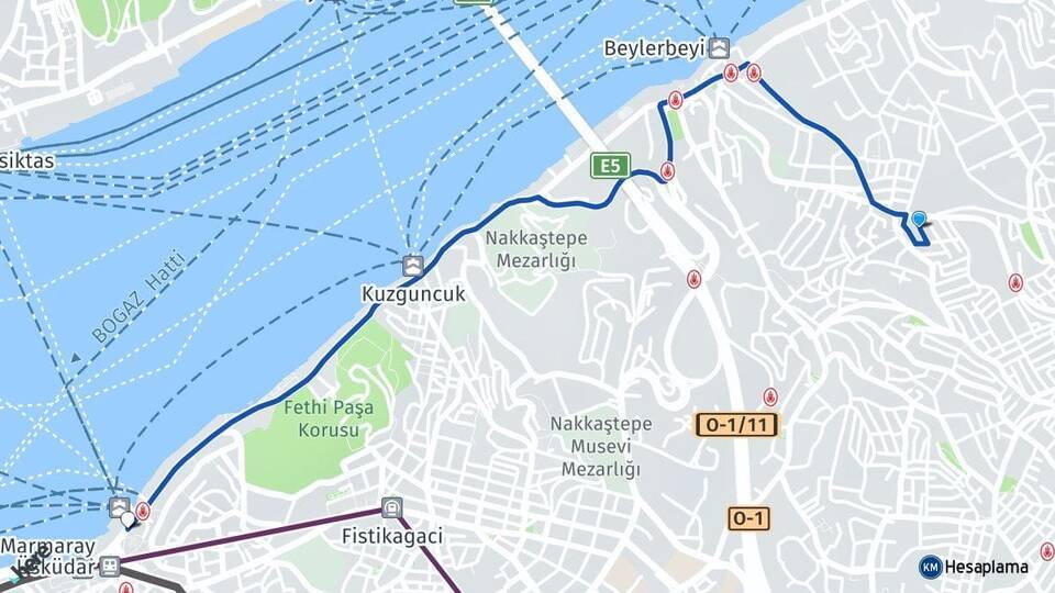 Küplüce Üsküdar Arası Kaç Km - Yol Tarifi