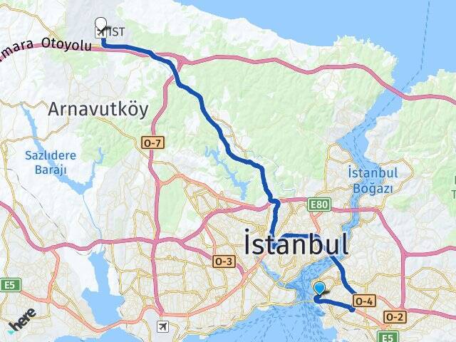 Selimiye İstanbul Havalimanı Arası Kaç Km - Yol Tarifi