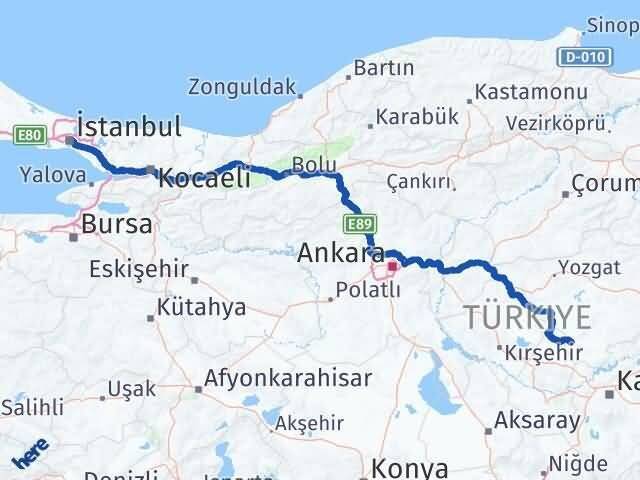 İstanbul Yenifakılı Yozgat Arası Kaç Km - Yol Haritası