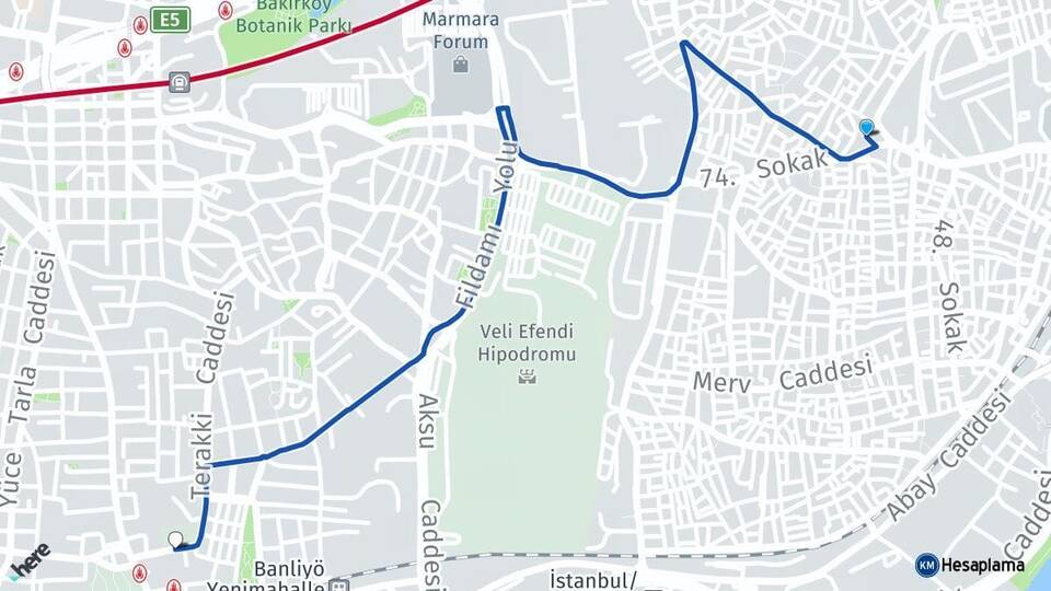 İstanbul Zeytinburnu Bakırköy Arası Kaç Km - Yol Haritası