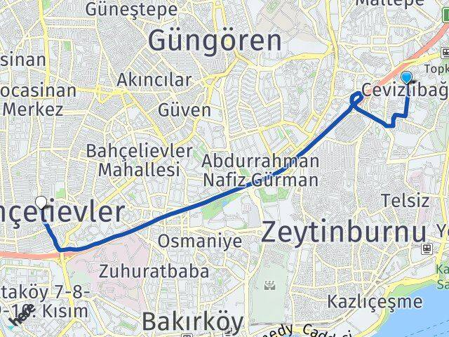 Merkezefendi Bahçelievler Arası Kaç Km - Yol Tarifi