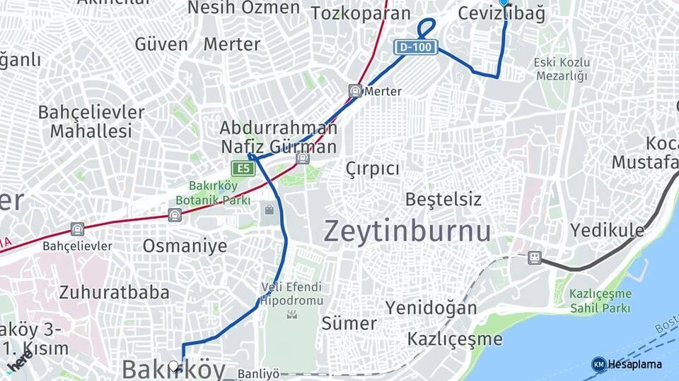 Merkezefendi Bakırköy Arası Kaç Km - Yol Tarifi