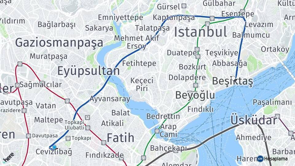 Merkezefendi Beşiktaş Arası Kaç Km - Yol Tarifi