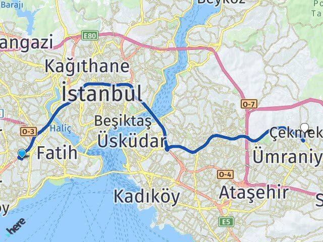 Merkezefendi Çekmeköy Arası Kaç Km - Yol Tarifi