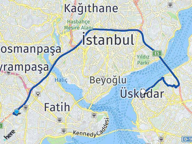 Merkezefendi Üsküdar Arası Kaç Km - Yol Tarifi
