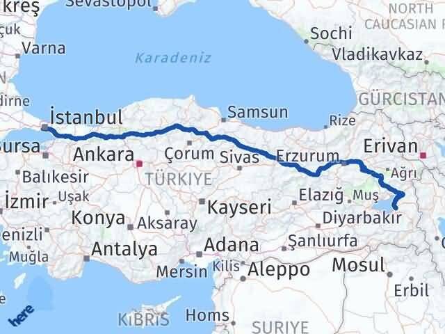 İstanbul Zeytinburnu Van Arası Kaç Km - Yol Haritası