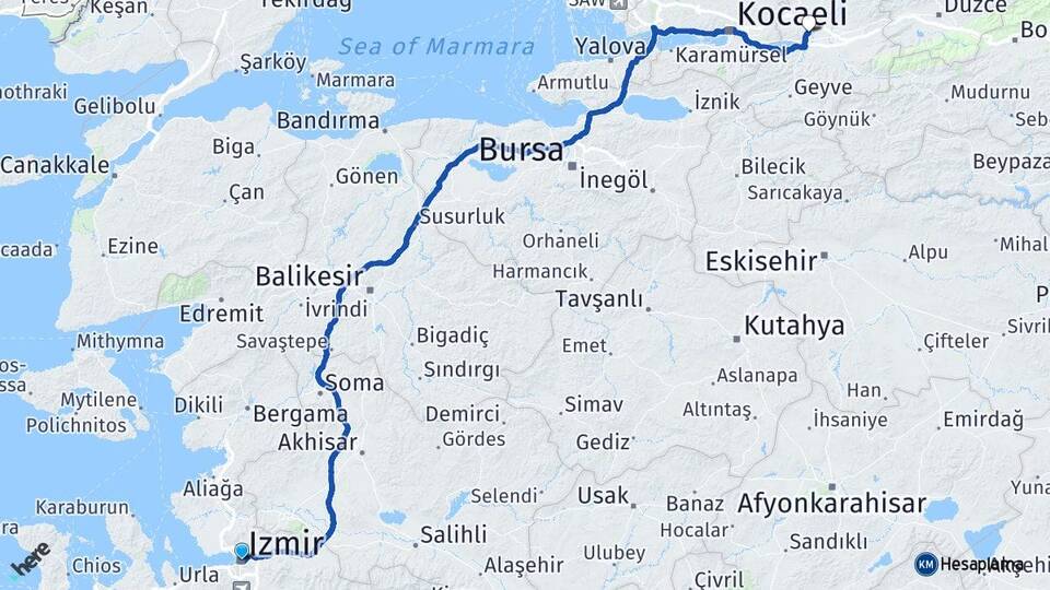 İzmir Adapazarı Sakarya Arası Kaç Km - Yol Haritası