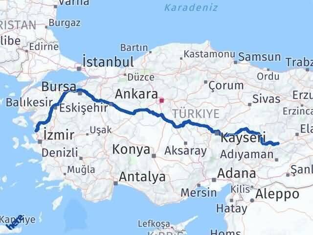İzmir Aliağa Malatya Arası Kaç Km - Yol Haritası