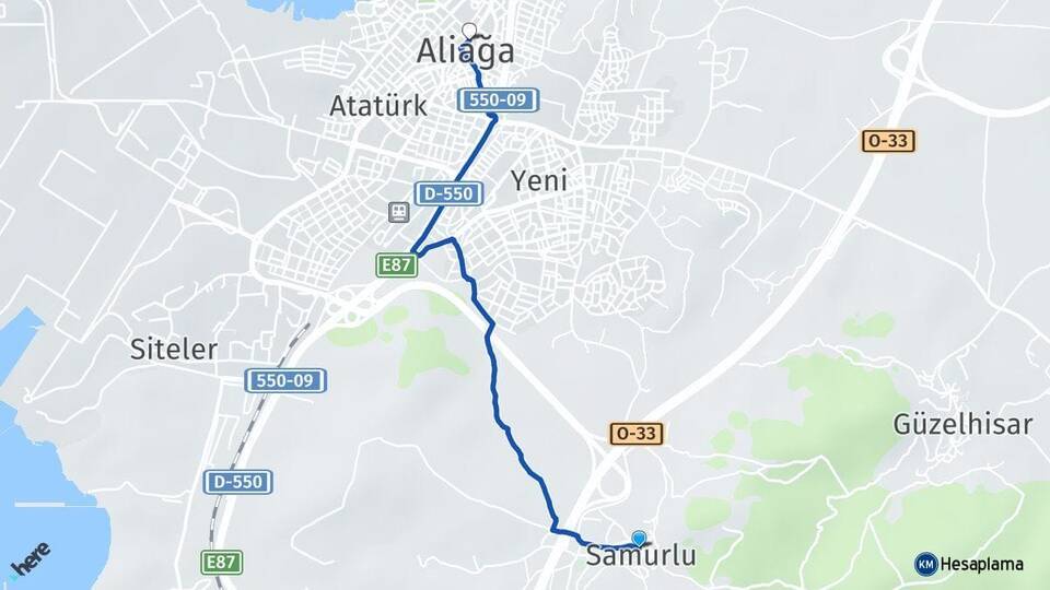 Samurlu Aliağa Arası Kaç Km - Yol Tarifi