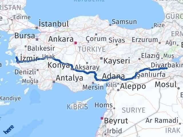 İzmir Aliağa Siirt Arası Kaç Km - Yol Haritası