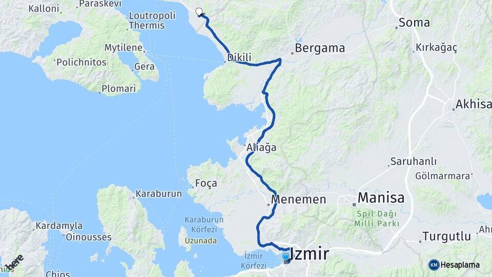 İzmir Altınova Ayvalık Balıkesir Arası Kaç Km - Yol Haritası
