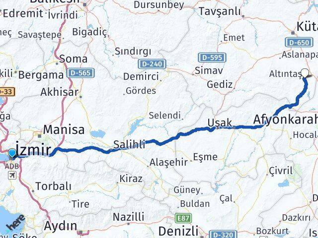 İzmir Altıntaş Kütahya Arası Kaç Km - Yol Haritası