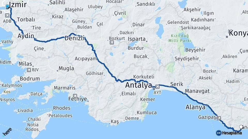 İzmir Anamur Arası Kaç Km - Yol Tarifi