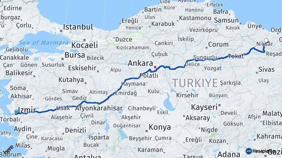 İzmir Aybastı Arası Kaç Km - Yol Tarifi