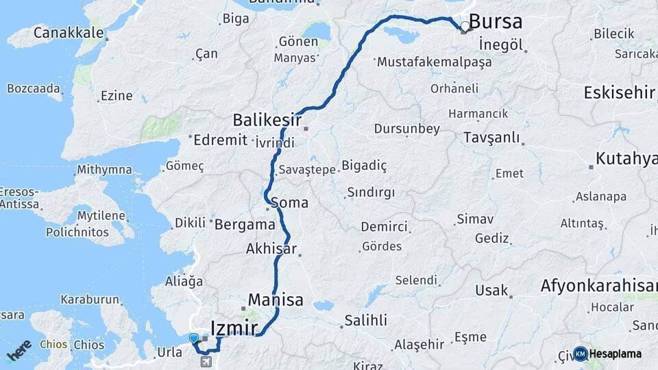 Balçova Bursa Arası Kaç Km - Yol Tarifi