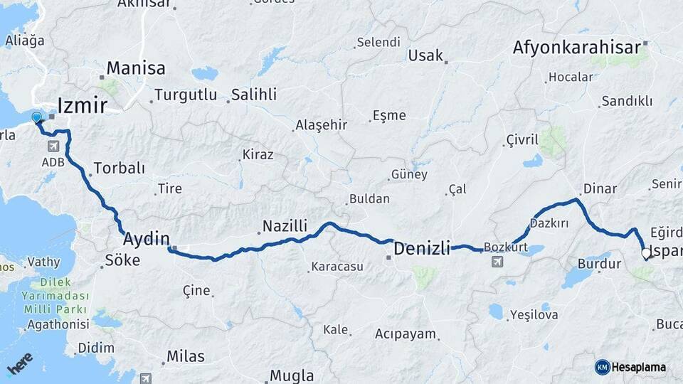 Balçova Isparta Arası Kaç Km - Yol Tarifi