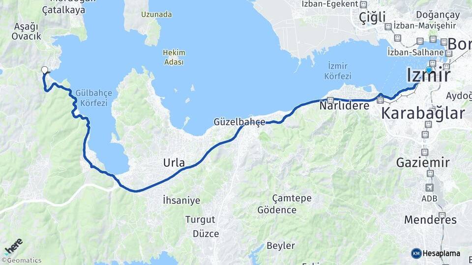 İzmir Balıklıova Urla Arası Kaç Km - Yol Haritası