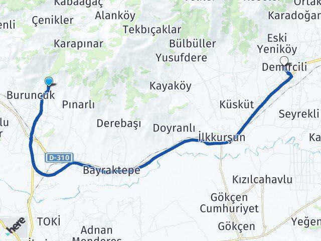Zeytinova Demircili Arası Kaç Km - Yol Tarifi