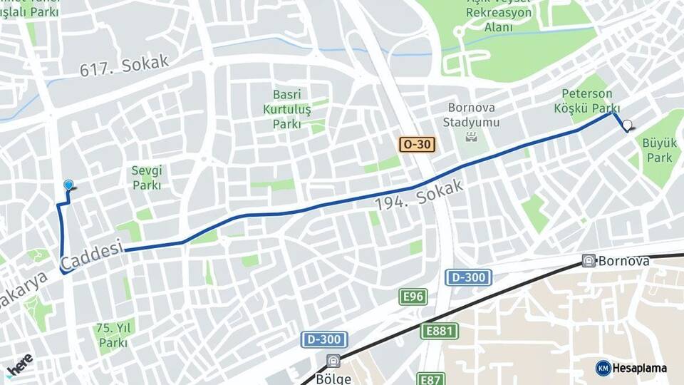 İzmir Bayraklı Bornova Arası Kaç Km - Yol Haritası