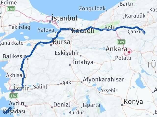Bayraklı Çankırı Arası Kaç Km - Yol Tarifi