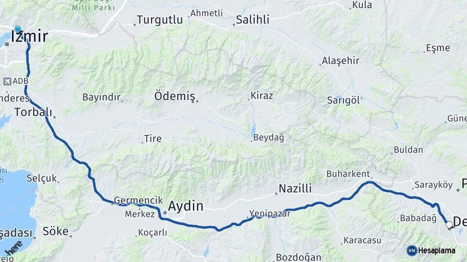 Bayraklı Denizli Arası Kaç Km - Yol Tarifi
