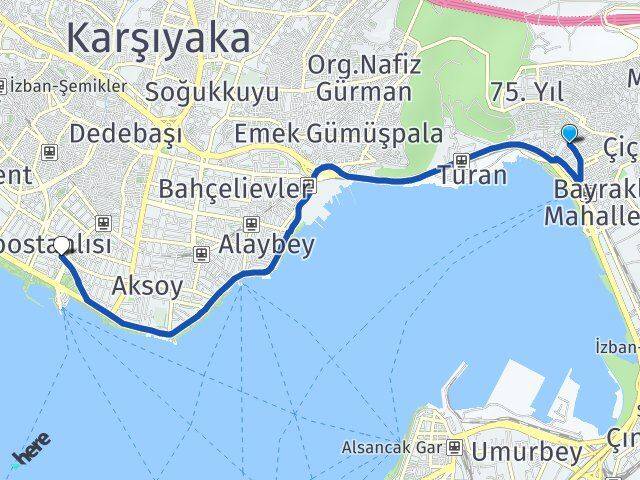 Fuat Edip Baksı Bostanlı Arası Kaç Km - Yol Tarifi