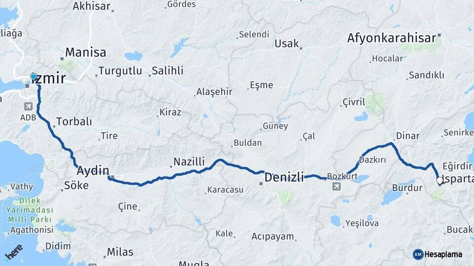 Bayraklı Isparta Arası Kaç Km - Yol Tarifi