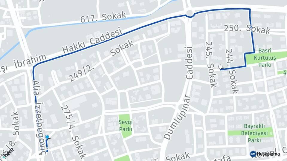 İzmir Bayraklı Manavkuyu Bayraklı Arası Kaç Km - Yol Haritası