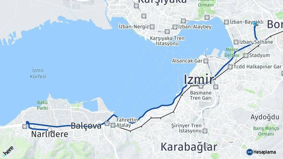 İzmir Bayraklı Narlıdere Arası Kaç Km - Yol Haritası