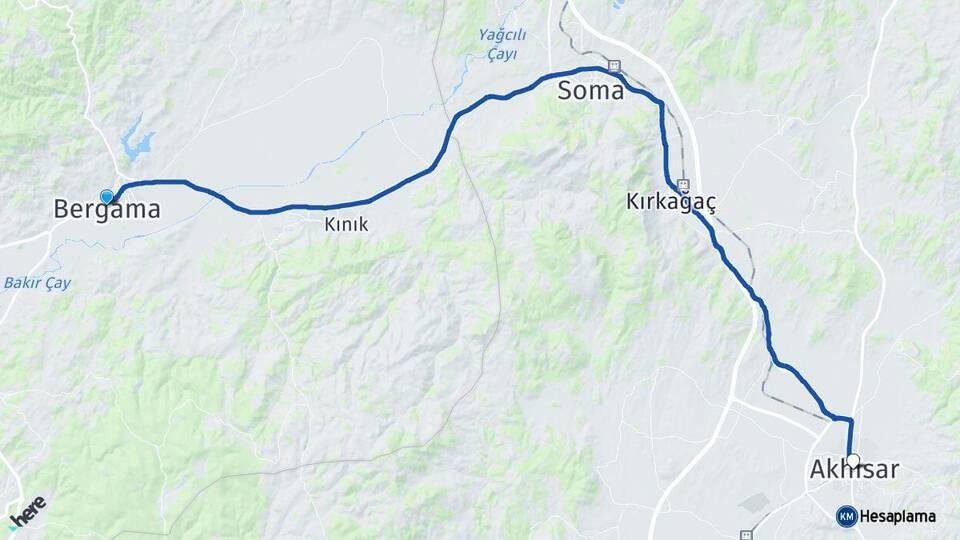 İzmir Bergama Akhisar Manisa Arası Kaç Km - Yol Haritası