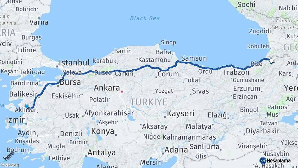 Bergama Artvin Arası Kaç Km - Yol Tarifi