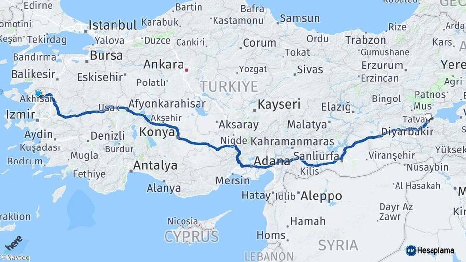 Bergama Bitlis Arası Kaç Km - Yol Tarifi